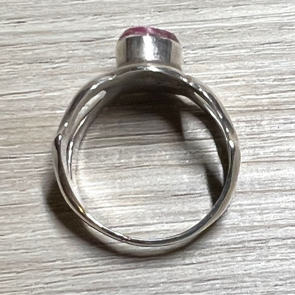 Navajo Designer Signed (TL) Sterling Silver Abstract Multicolor Inlay Ring - Picture 6 of 10